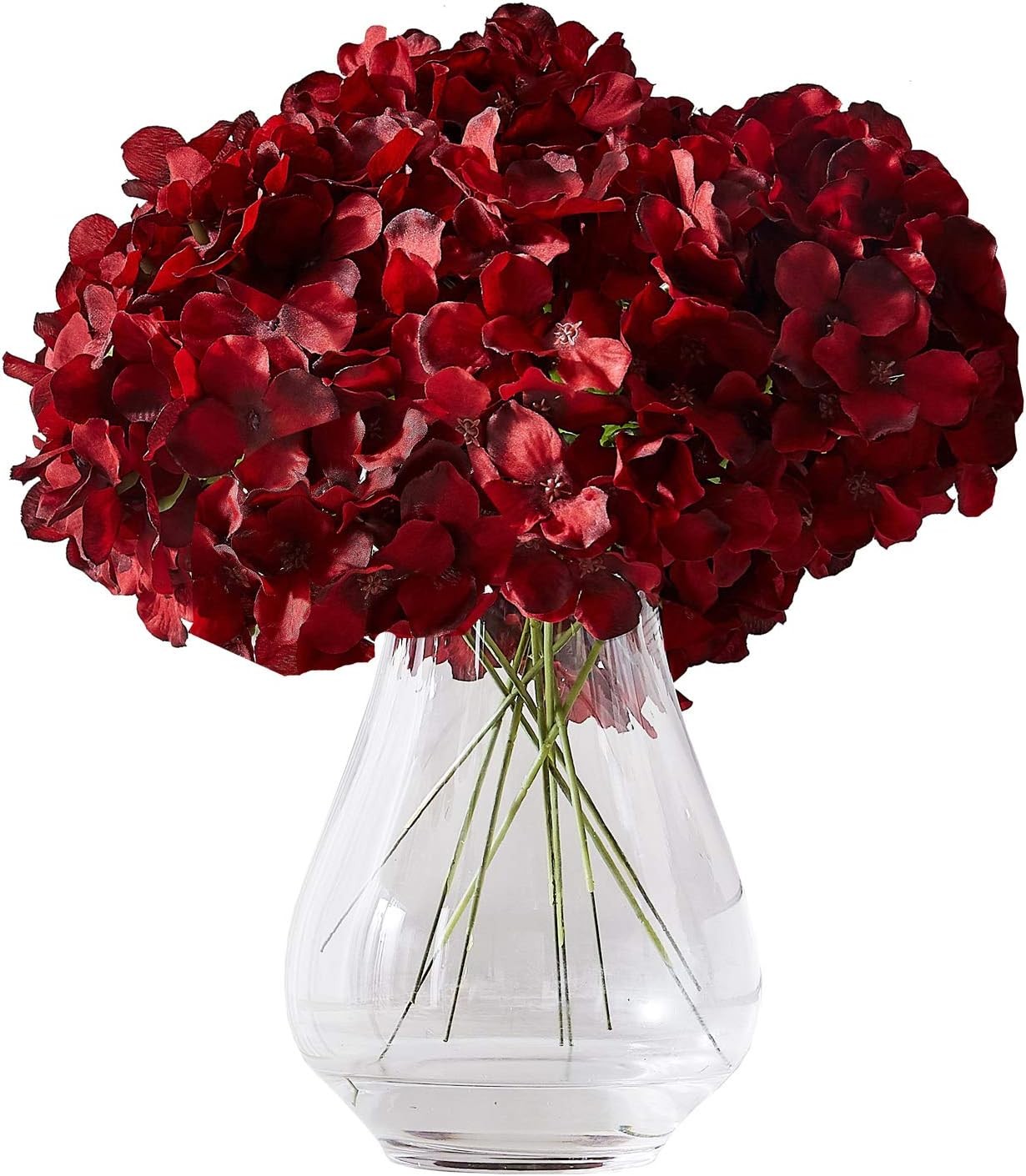 10Pcs Artificial Hydrangea Flowers Blush Heads Fake Hydrangea Silk Flowers