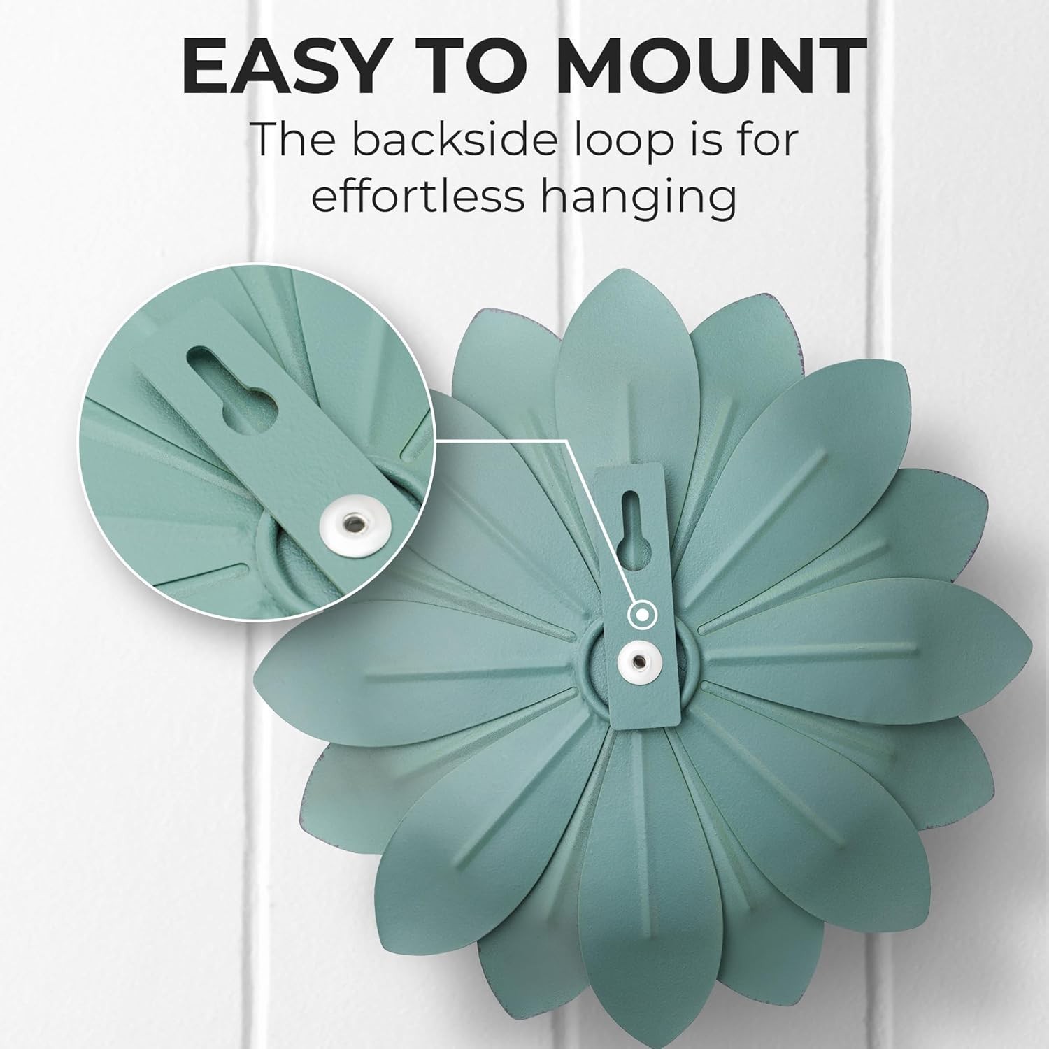 Succulent Metal Flowers Wall Decor – Green, Hand Painted, 3D Flower Art Decor…