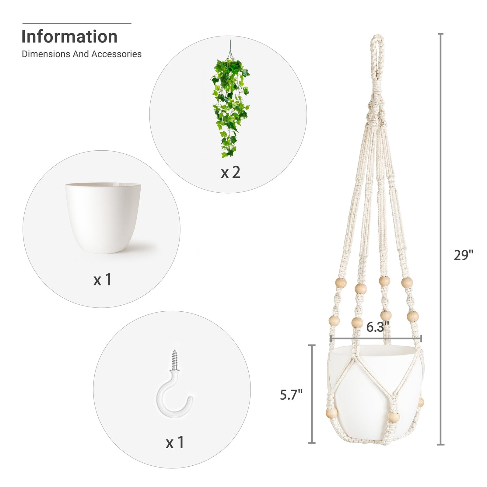 1 PCS Fake Hanging Plants Artificial Decor Macrame Hanger Vines Pots Greenery