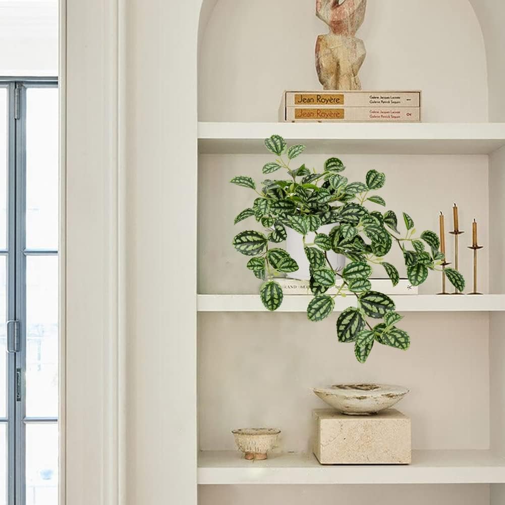 Fake Plant, Silk Faux Pothos Ivy Pink Plant Indoor Green