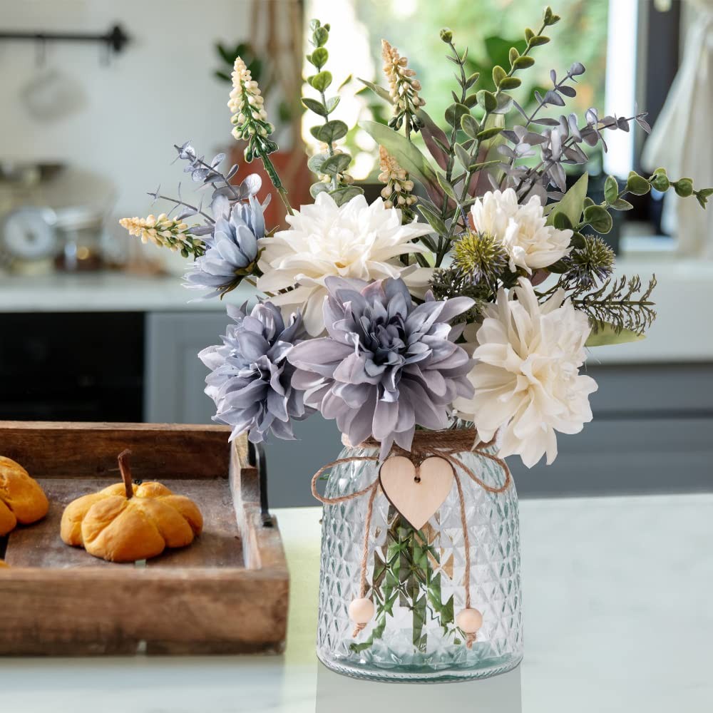 Silk Flowers in Vase, Artificial Flowers with Vase Fake Flowers Arrangement F…