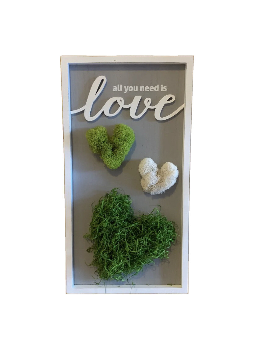 Heart moss wall art
