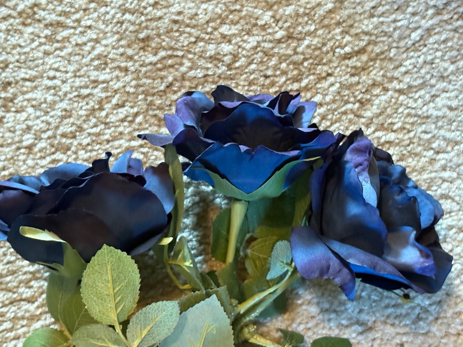 Lot of 3 artificial blue Flowers STEM MINT