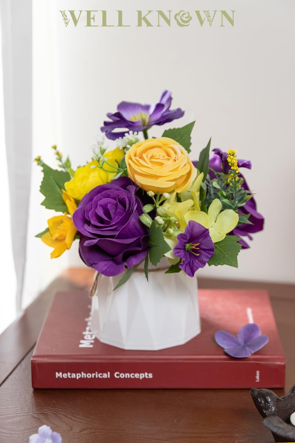 Charming Silk Flower Arrangements in 7″ Vase for Home & Wedding Decor