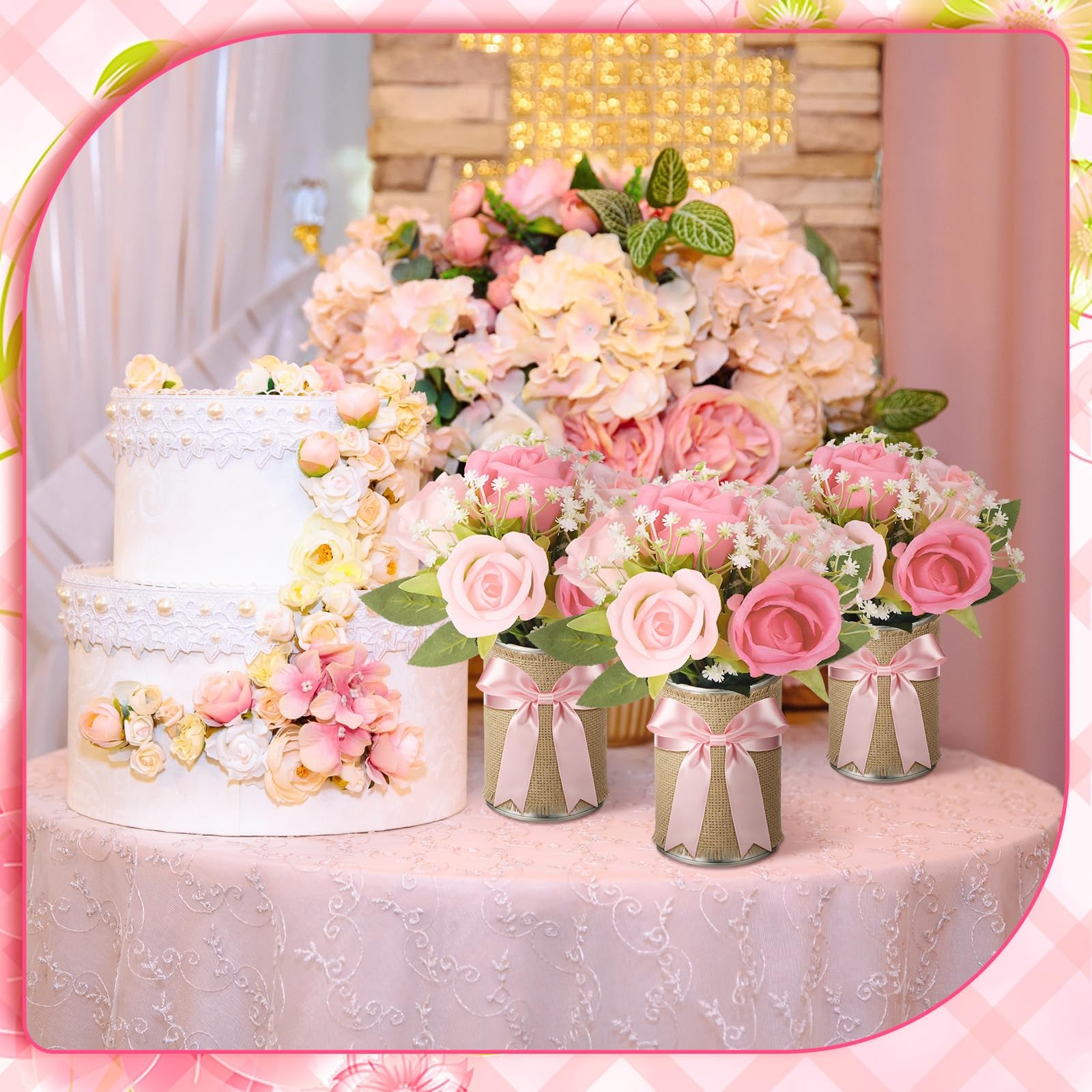 45 Pcs/6 Set Floral Baby Shower Decorations for Girl Rustic Vase Table Center…