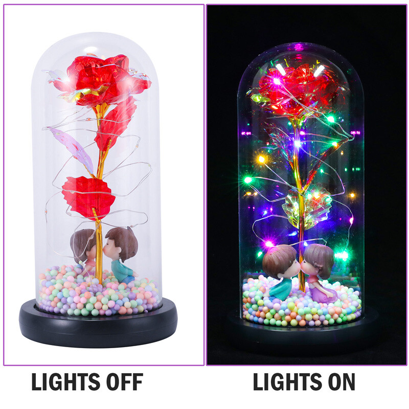 Eternal Forever Romantic Rose Flower In Glass Dome LED Light Mother’s Day Gift