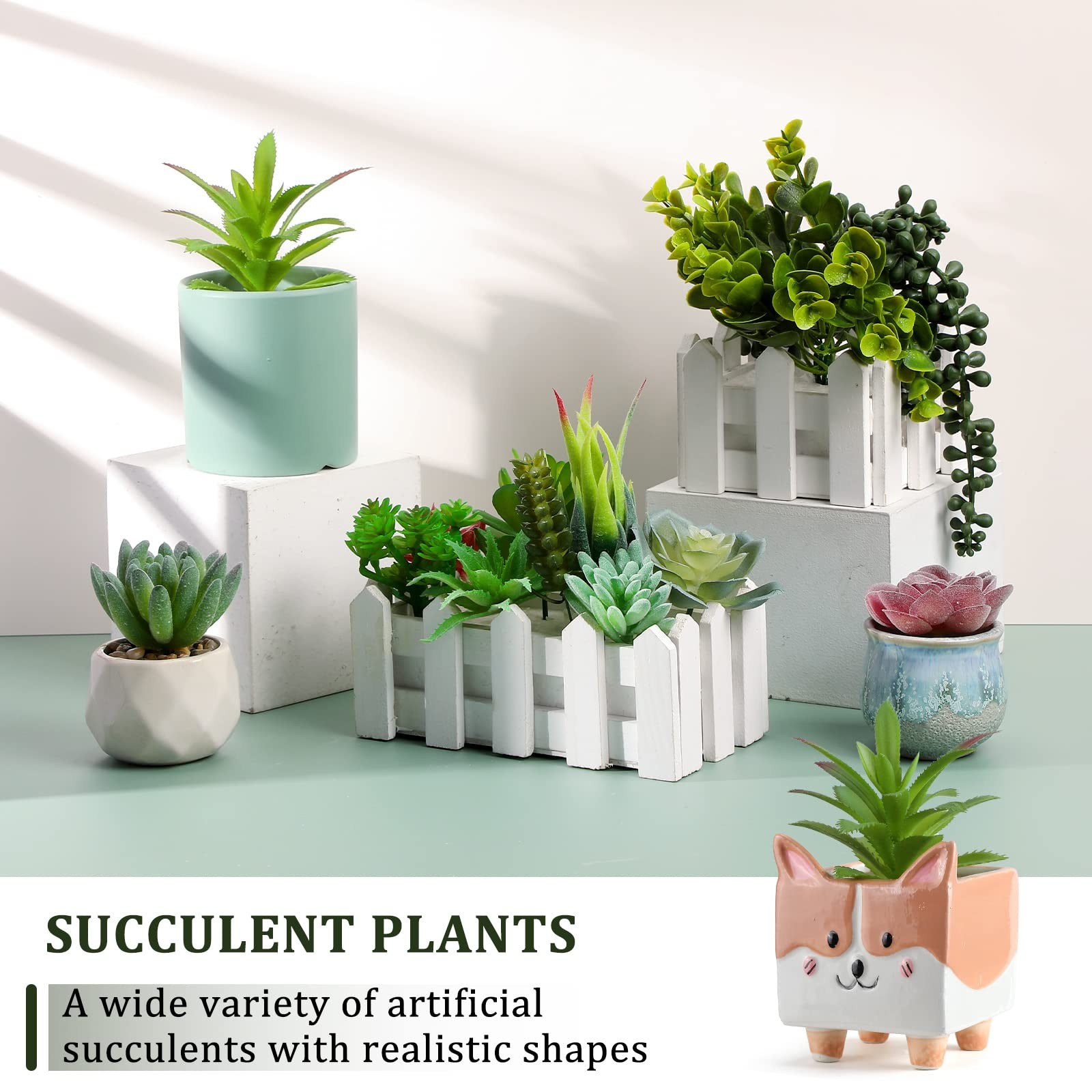 32 PCS Artificial Succulent Plants Mini Fake Faux Realistic Unpotted Flocked