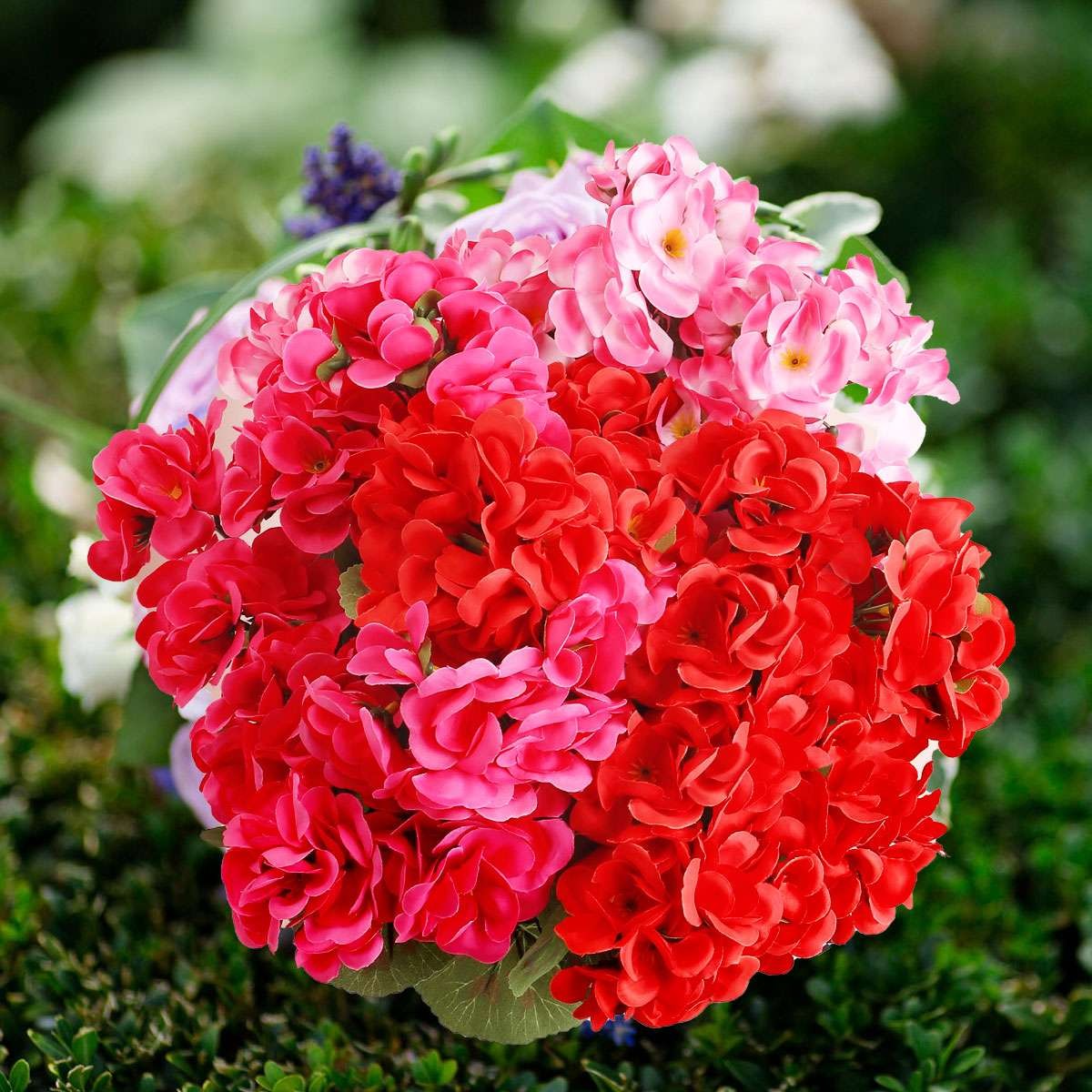 1/3 Bundles Artificial Geraniums Silk Flowers Outdoor Artificial Geranium Bush