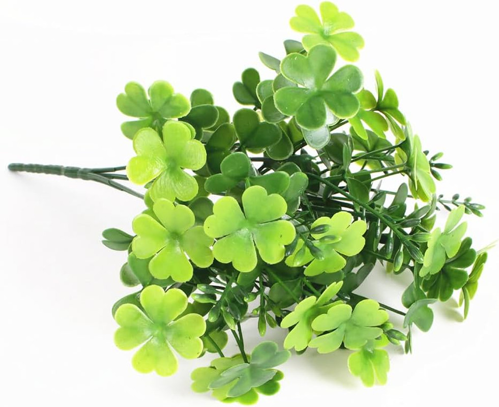 5-Piece Artificial Shamrock Flower Bush for St. Patrick’s Day Decor