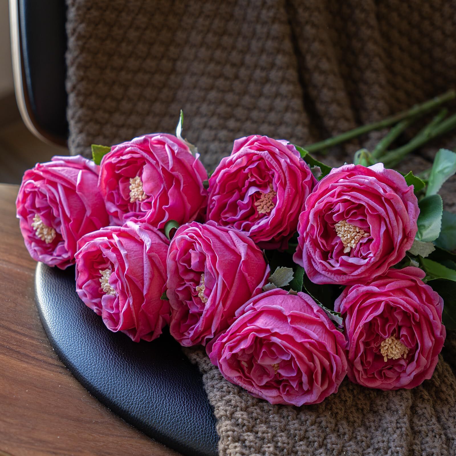 Rose Red Fake Flowers 4pcs Real Touch Artificial Rose Peony Home Decor