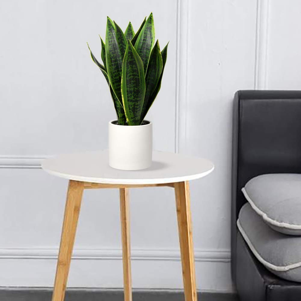 Fake Snake Plant 16″ Faux Potted Plant Artificial Snake Plant with White Cera…