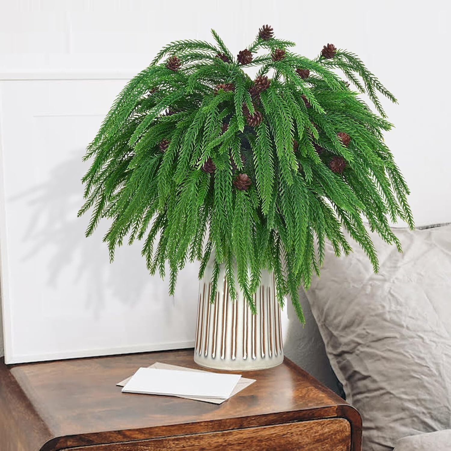 Dolicer 12 Pcs Christmas Decorations Norfolk Pine Stems, 17.7’’ Real Touch Norfo