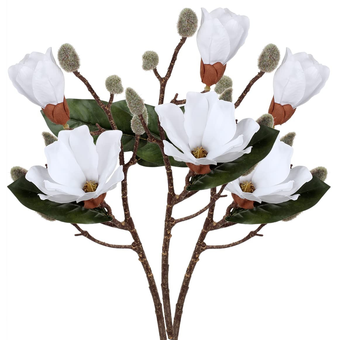 Magnolias Artificial Flowers 3Pcs Silk Magnolias Stems Faux Magnolia Flowers …