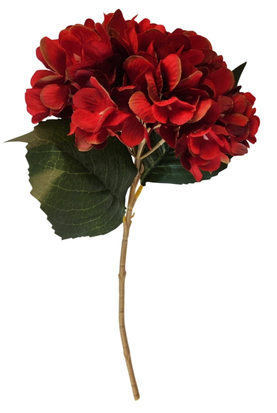 Red Artificial Hydrangea Stem Silk Flower Deep Red Faux Floral Wedding Decor