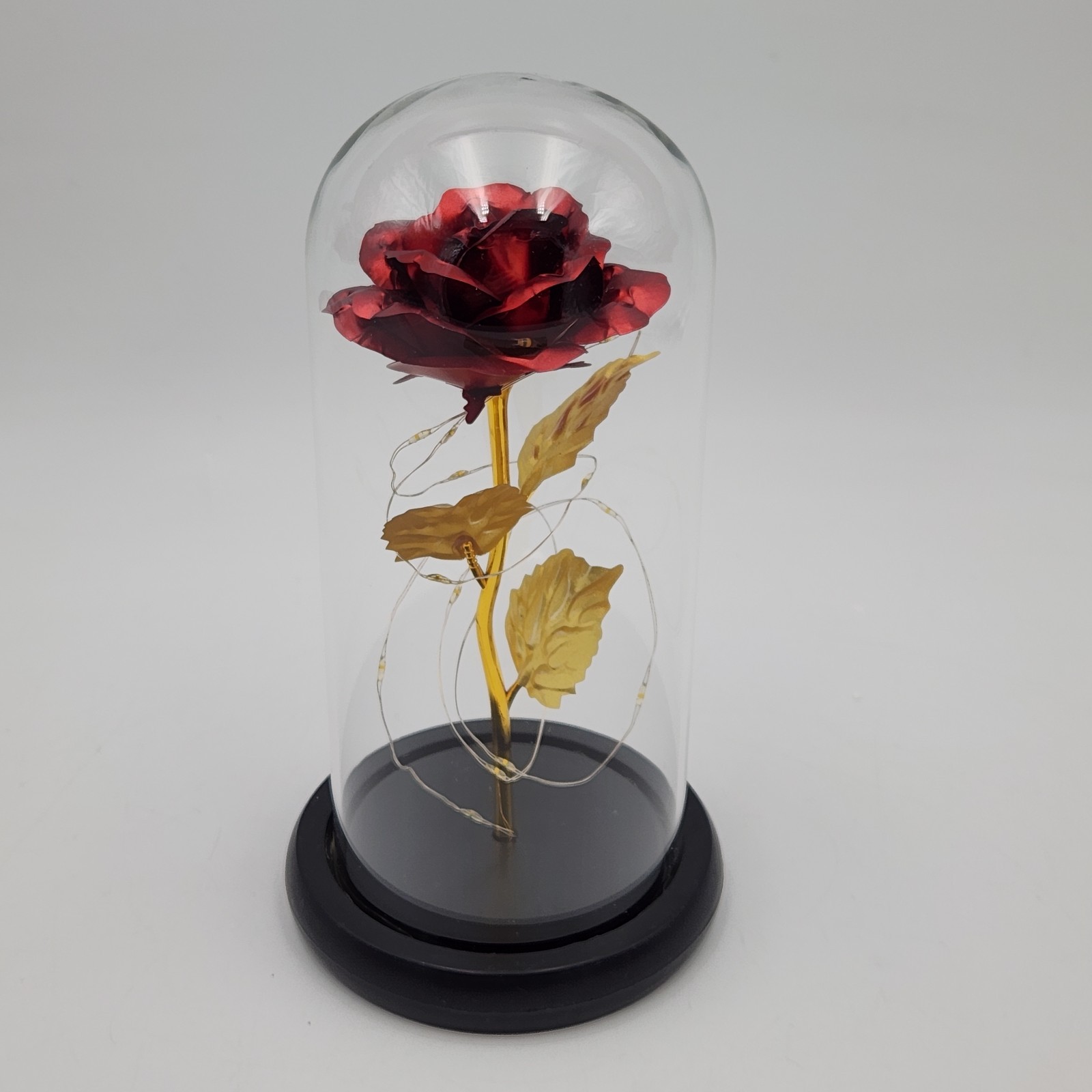 Rose In Glass Dome LED Night Light Flower Anniversaries Holidays