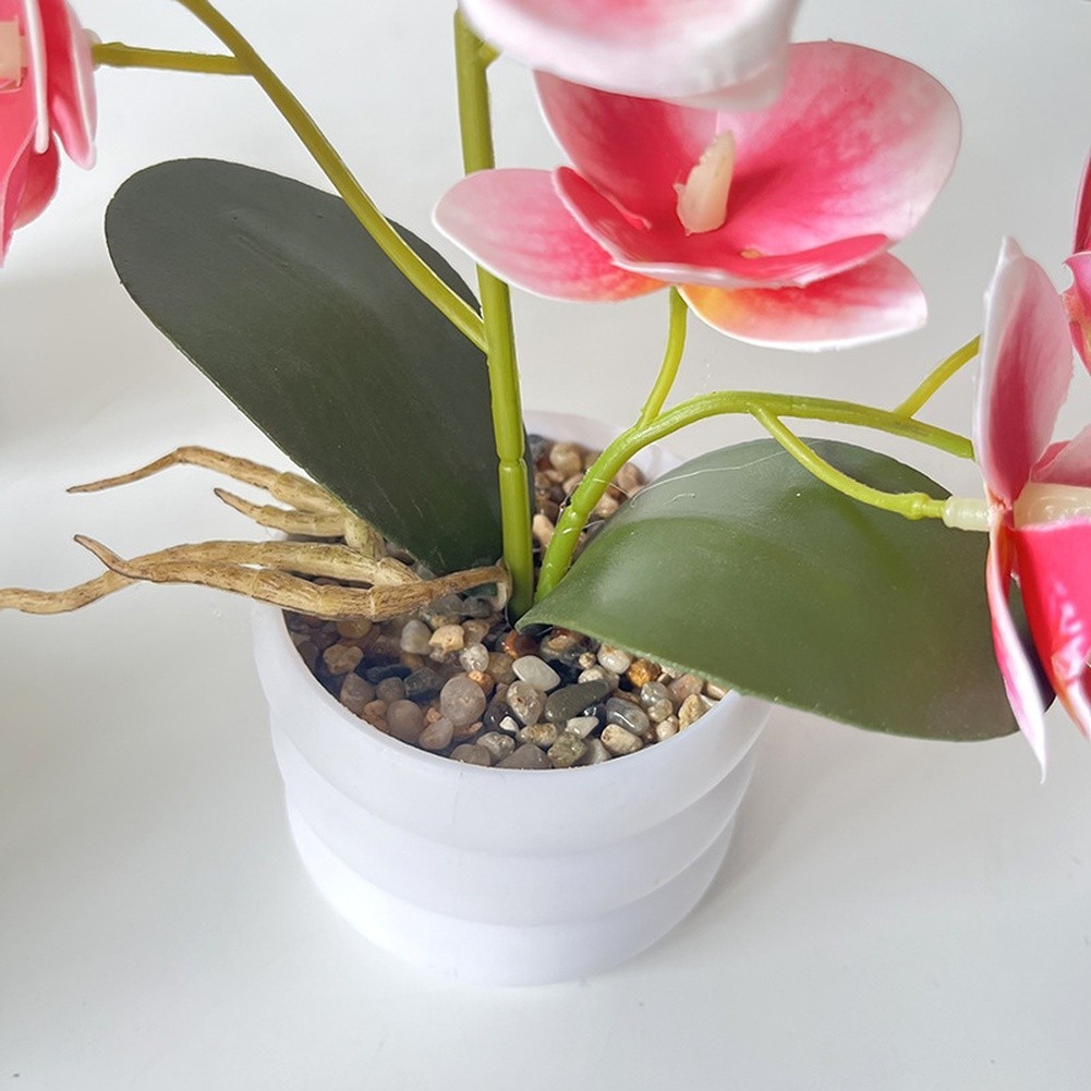 Faux Phalaenopsis Orchid Silk Flower Centerpiece Dust Resistant 12-bloom Design