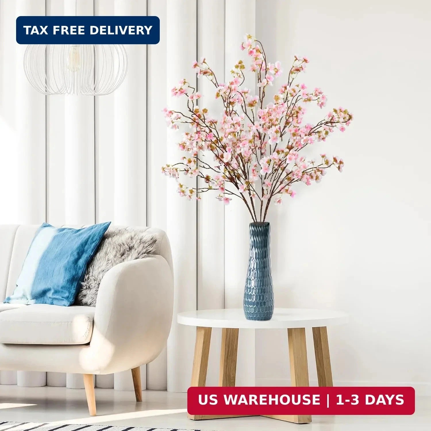 Sggvecsy Artificial Cherry Blossom Flowers 4 Pcs Faux Cherry Blossom Stems Faux