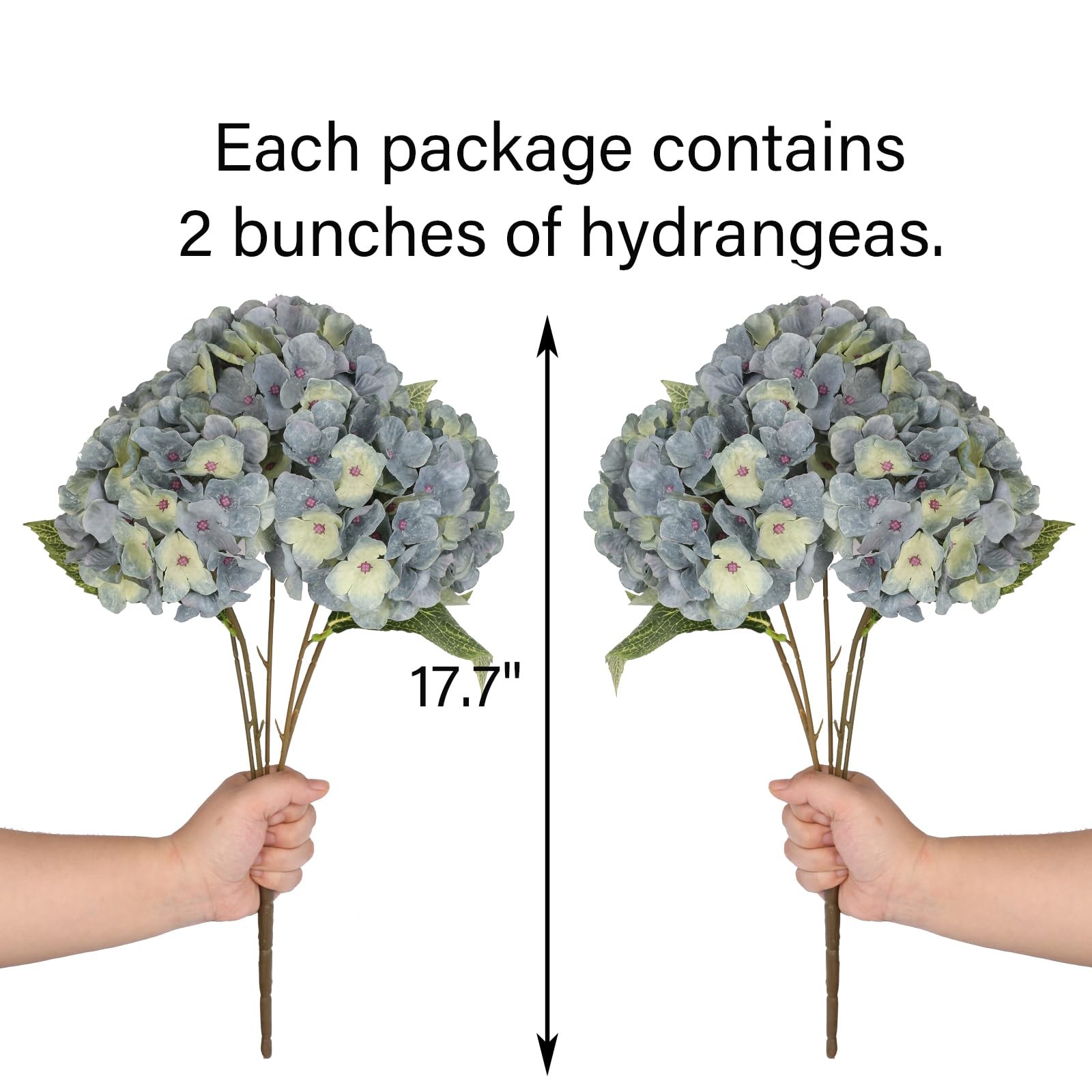 2 Bouquets Artificial Bluish Green Flowers Silk Hydrangea with 10 Heads Fake …