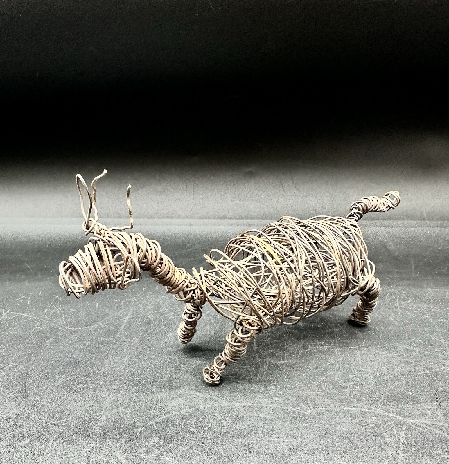 Vintage Brutalist Wire Animal Sculpture Deer Horse Reindeer 8x4in