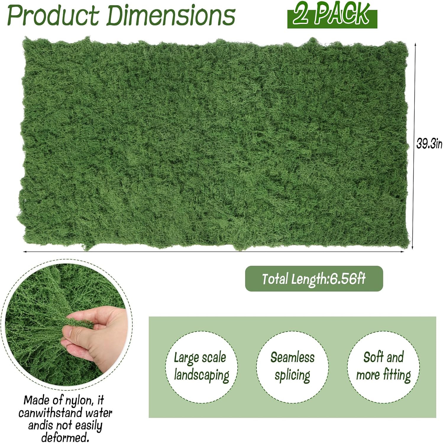 Artificial Moss Mat, 2PCS 39″ X 78″ Large Fake Moss Sheet for Crafts & Planters,