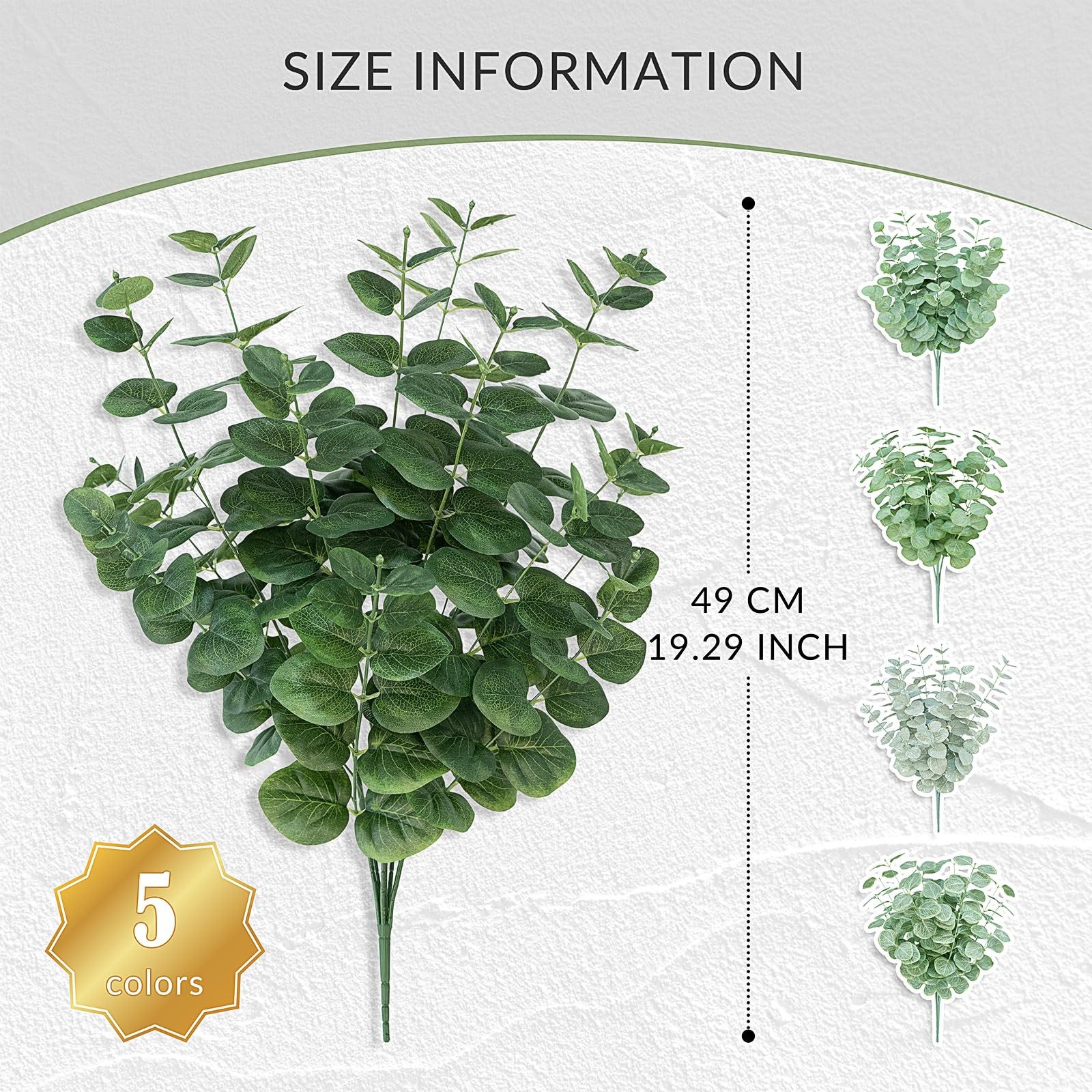 FOREST PRINCE Artificial Eucalyptus Stems 25″ Green 2 PCS Silk Decor