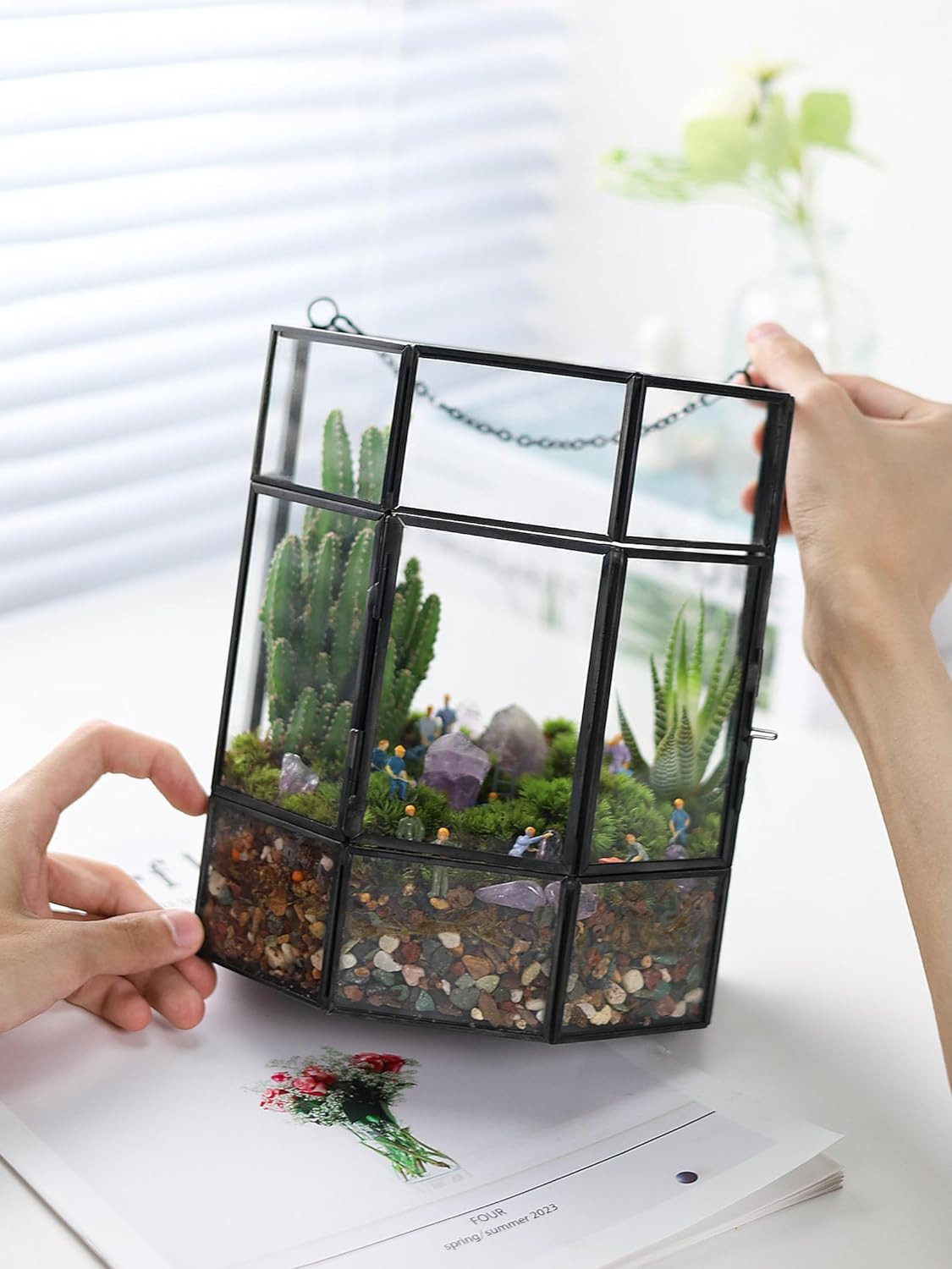 Hanging Glass Plant Terrarium Handmade Mini Greenhouse Indoor for Succulent & Ai