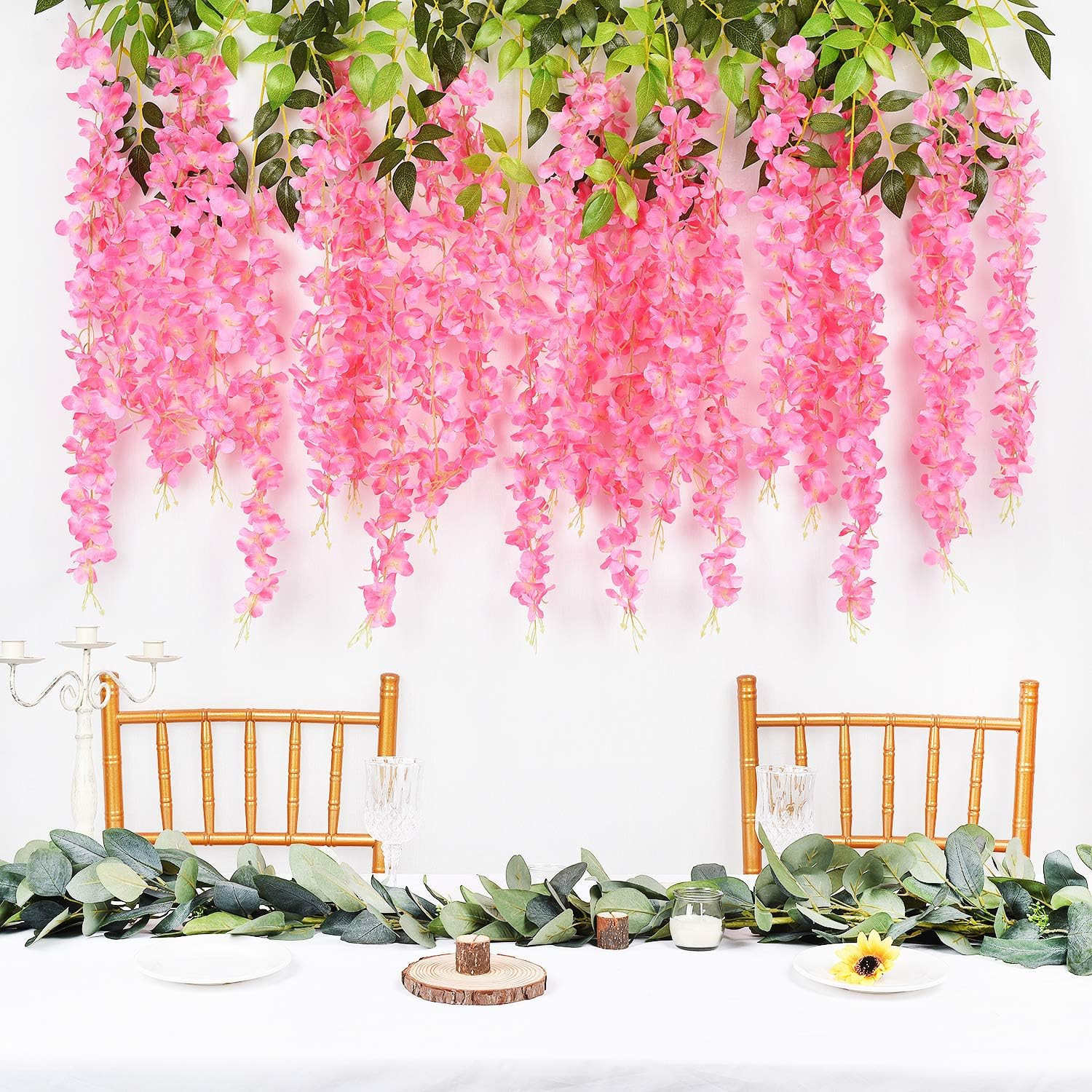 6 Pack Artificial Fake Wisteria Vine Ratta Hanging Garland Silk Flowers String P