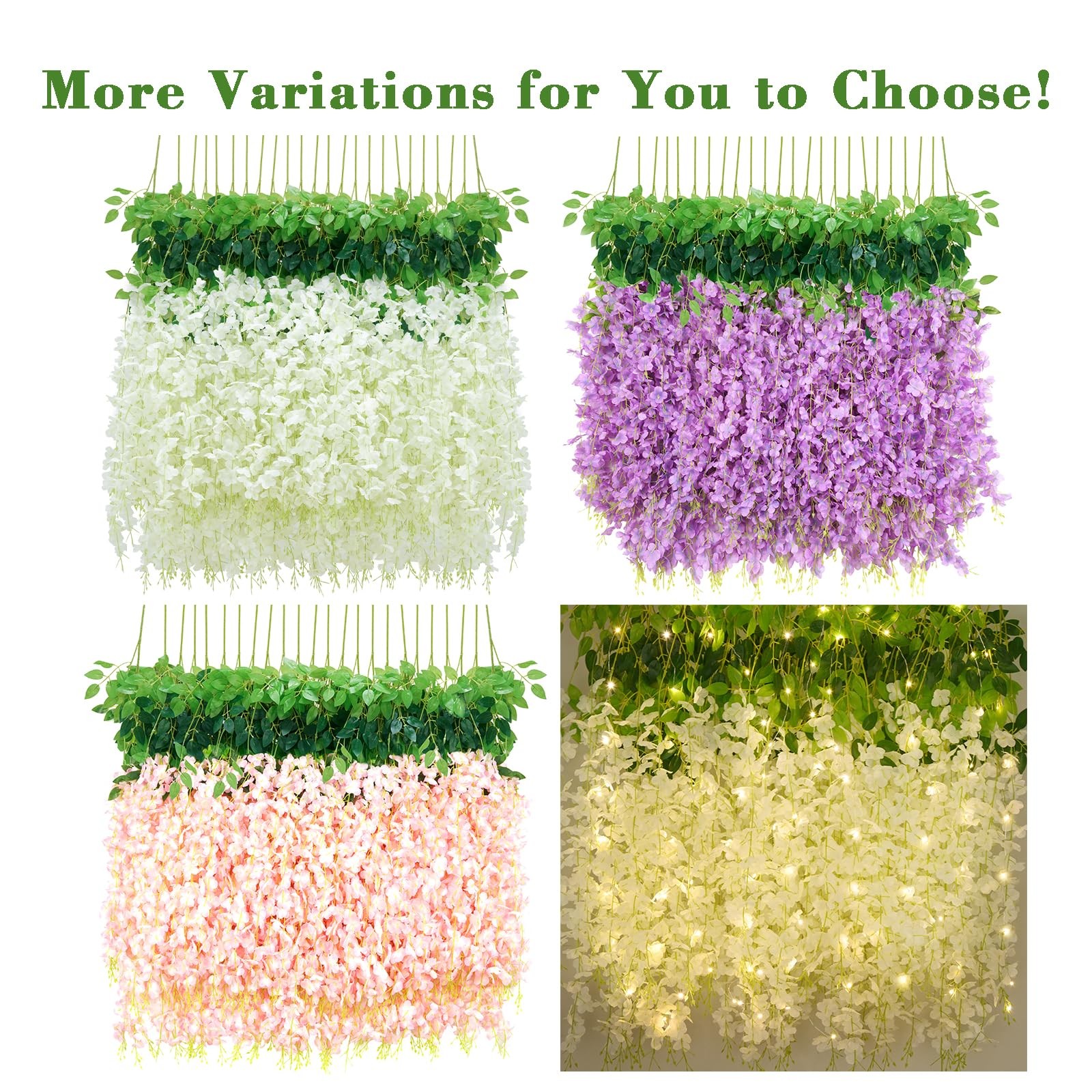 10Pcs Purple Fake Wisteria Hanging Flowers, 3.6Ft/Pcs Artificial Wisteria Gar…
