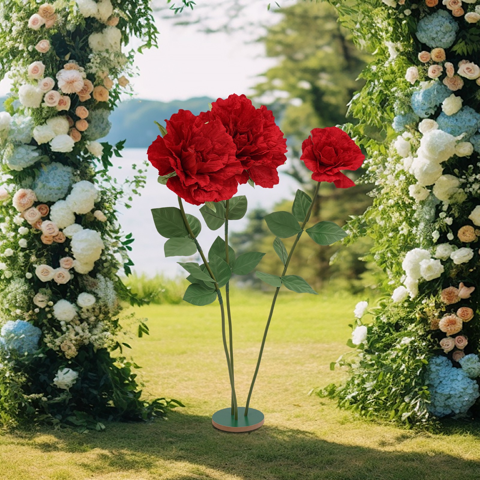 Giant Red Rose Huge Artificial Flower Jumbo Props 55″, Roadway Wedding stand