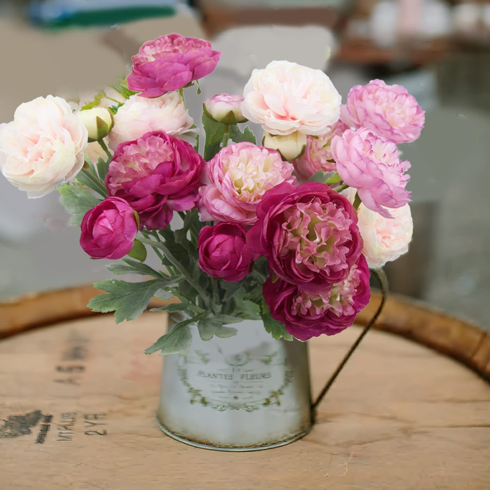 6 Pcs Artificial Flowers Silk Peony Rose Single Stem Artificial Ranunculus Fl…