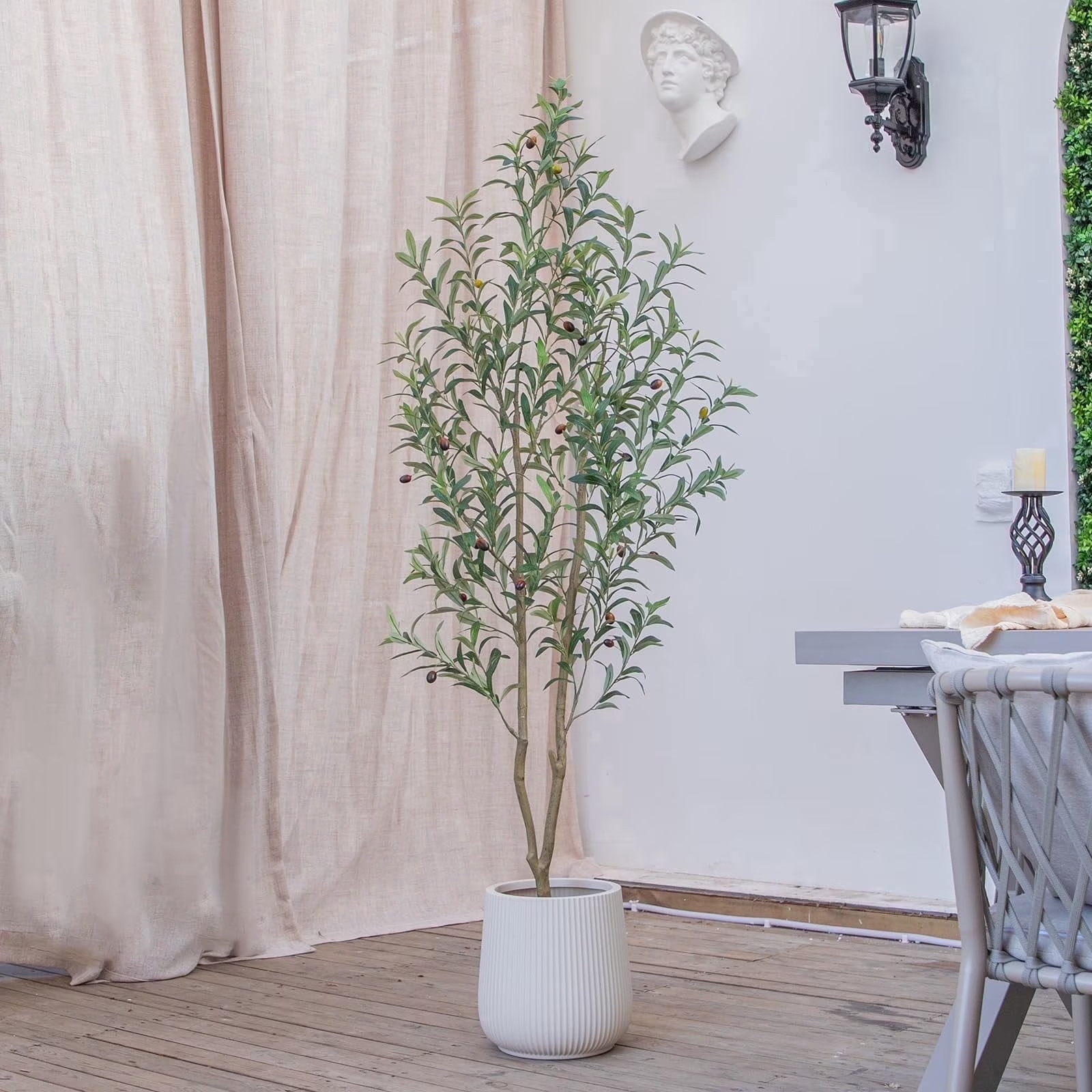 Artificial Olive Tree 6FT 7FT Fake Faux Plant Black Pot Indoor Home Office Decor