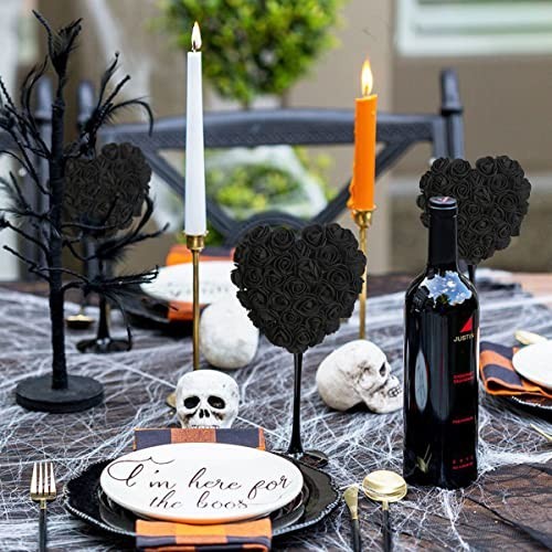 Mini Foam Rose Heads 500PCS Black Artificial Flowers for DIY Crafts Wedding