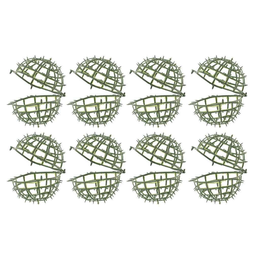 8 Pcs Faux Green Ball Frame Rack Plant Support Cage Flower Display