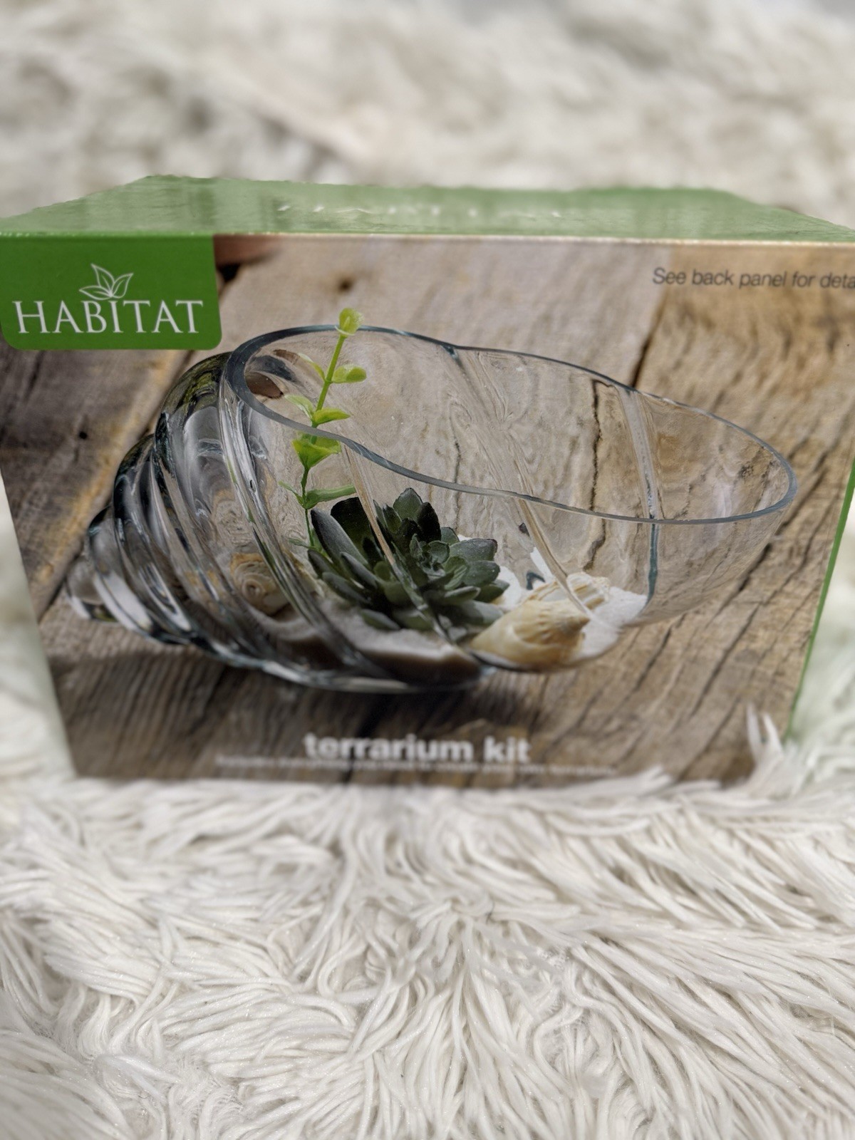Habitat Terrarium Kit Glass Bowl w/ Artificial Succulent & Rocks 3.5in