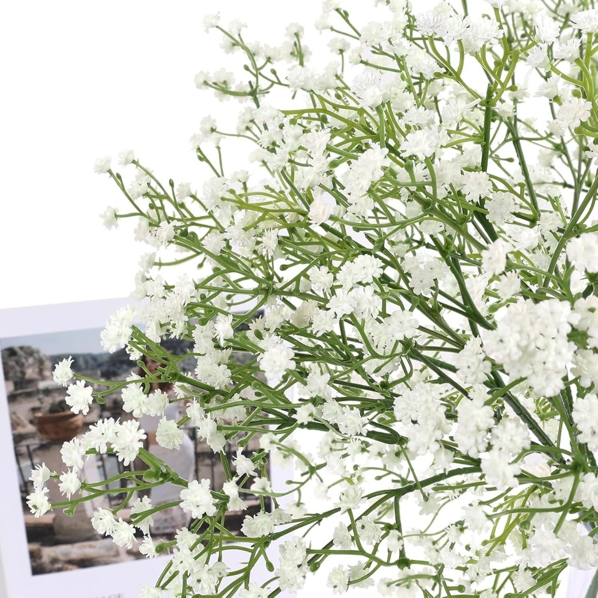 52PCS Baby Breath Artificial Flowers White Real Touch Gypsophila Bouquet Decor