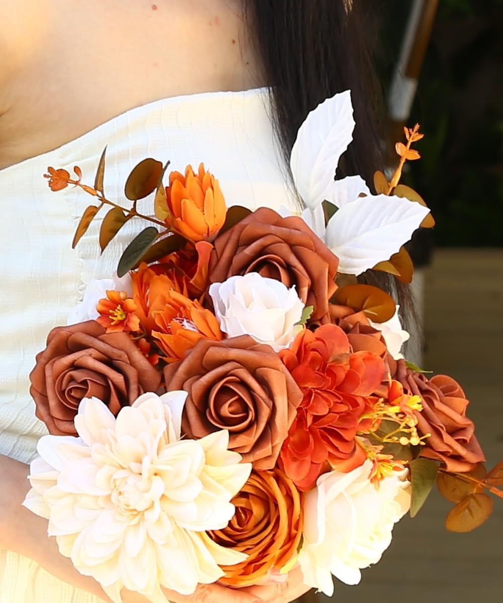 Artificial Flower Box Set Silk Flowers Rose Faux Flowers with Stems for DIY B…