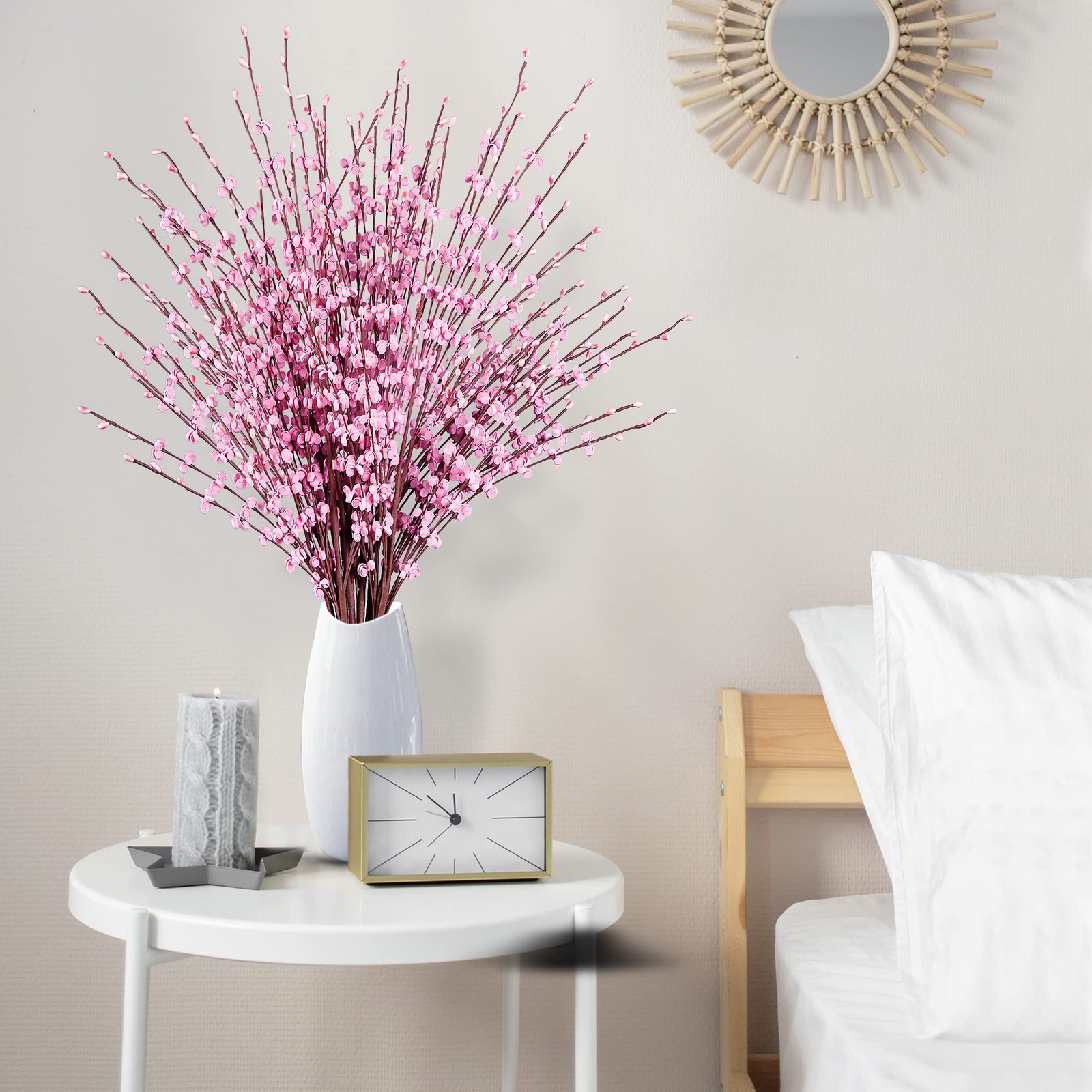 Pink 29.5 Inch Artificial Jasmine Tall Fake Flower Bouquet Dry Branch 10 PCS