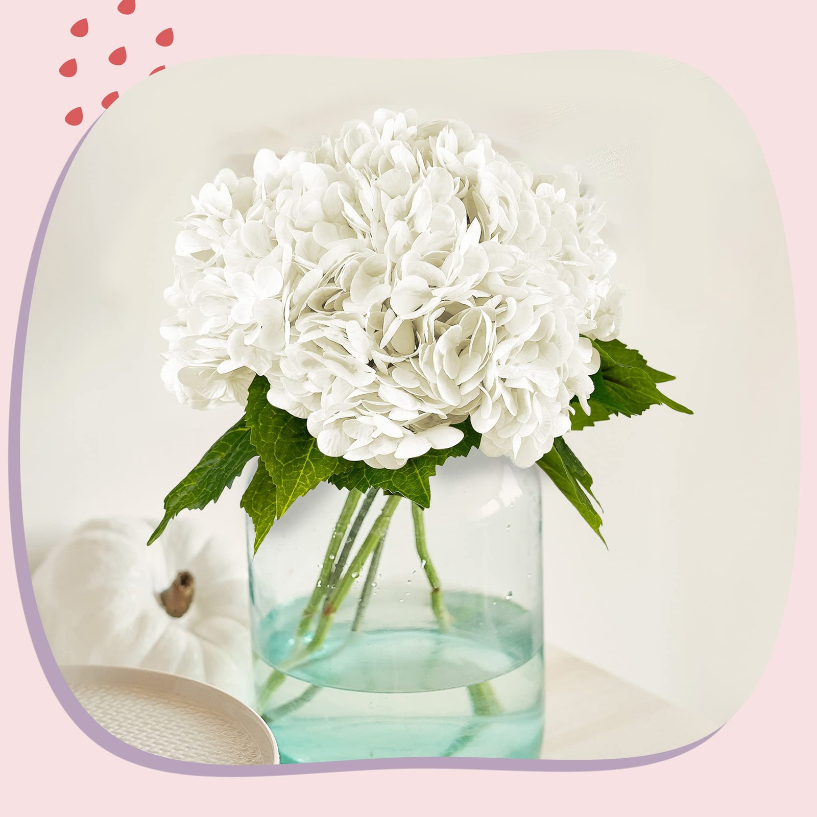 21In White Artificial Hydrangea Flowers 5 Pcs Fake Hydrangea Silk Flowers for…