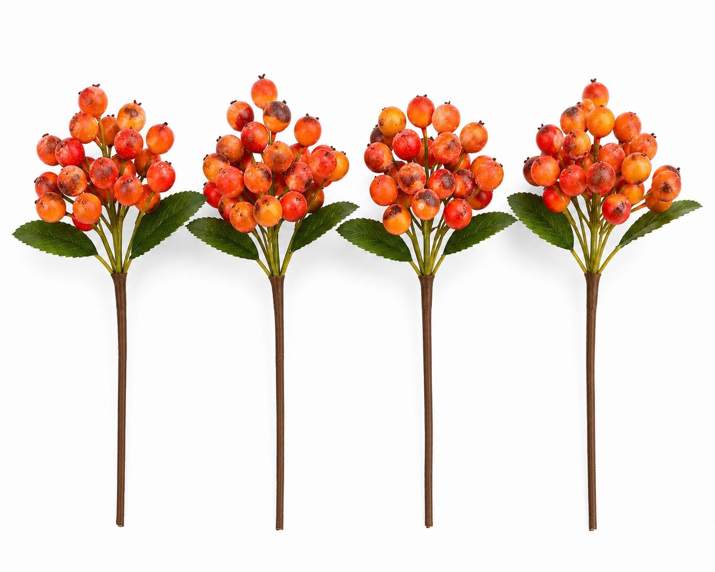 Artificial Orange Berry Stems Set of 4 Faux Fall Berry Picks Autumn Berry Branch