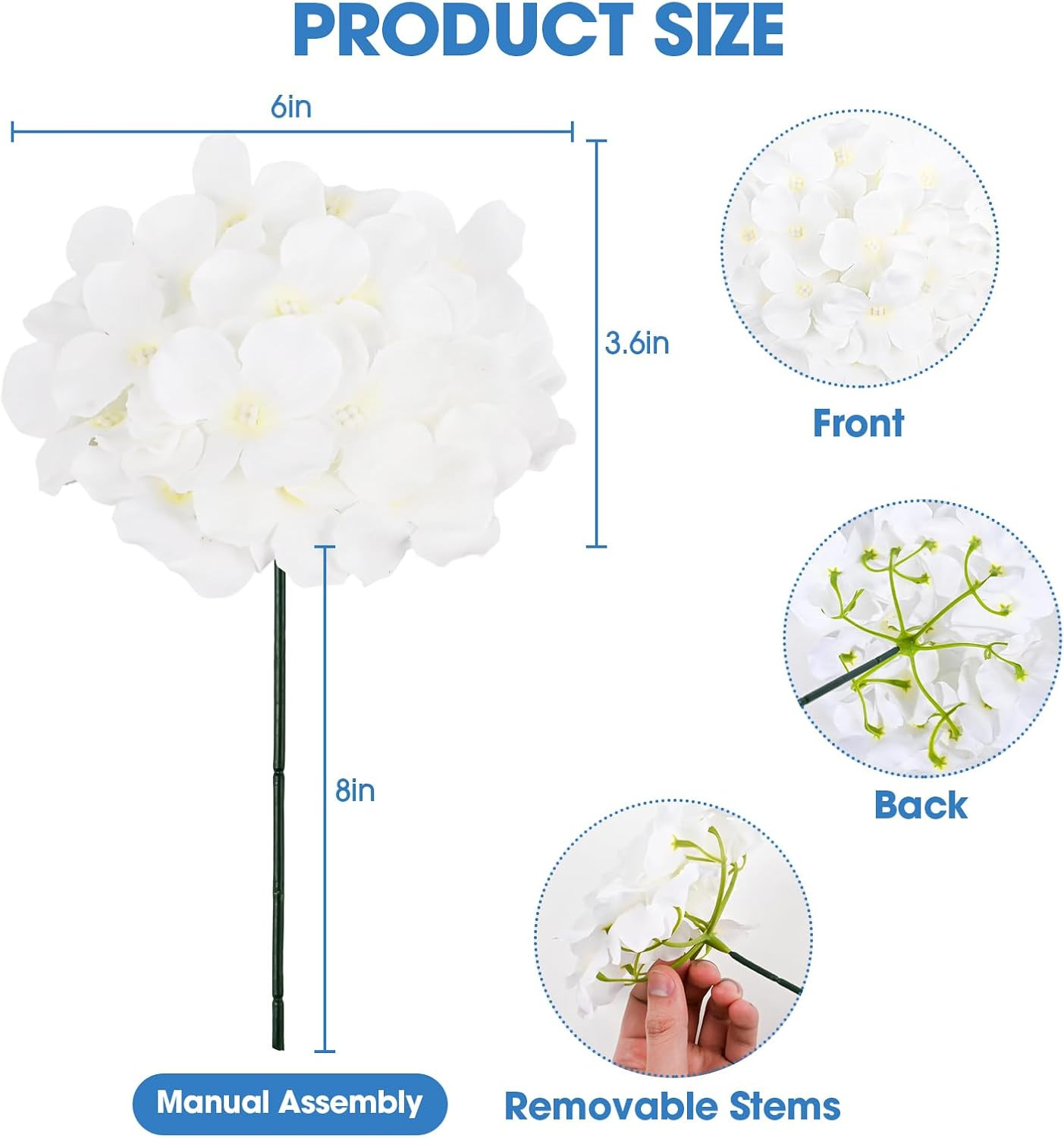 210PCS Hydrangea Artificial Flowers Silk Fake Flowers with Stems for Mother’S Da