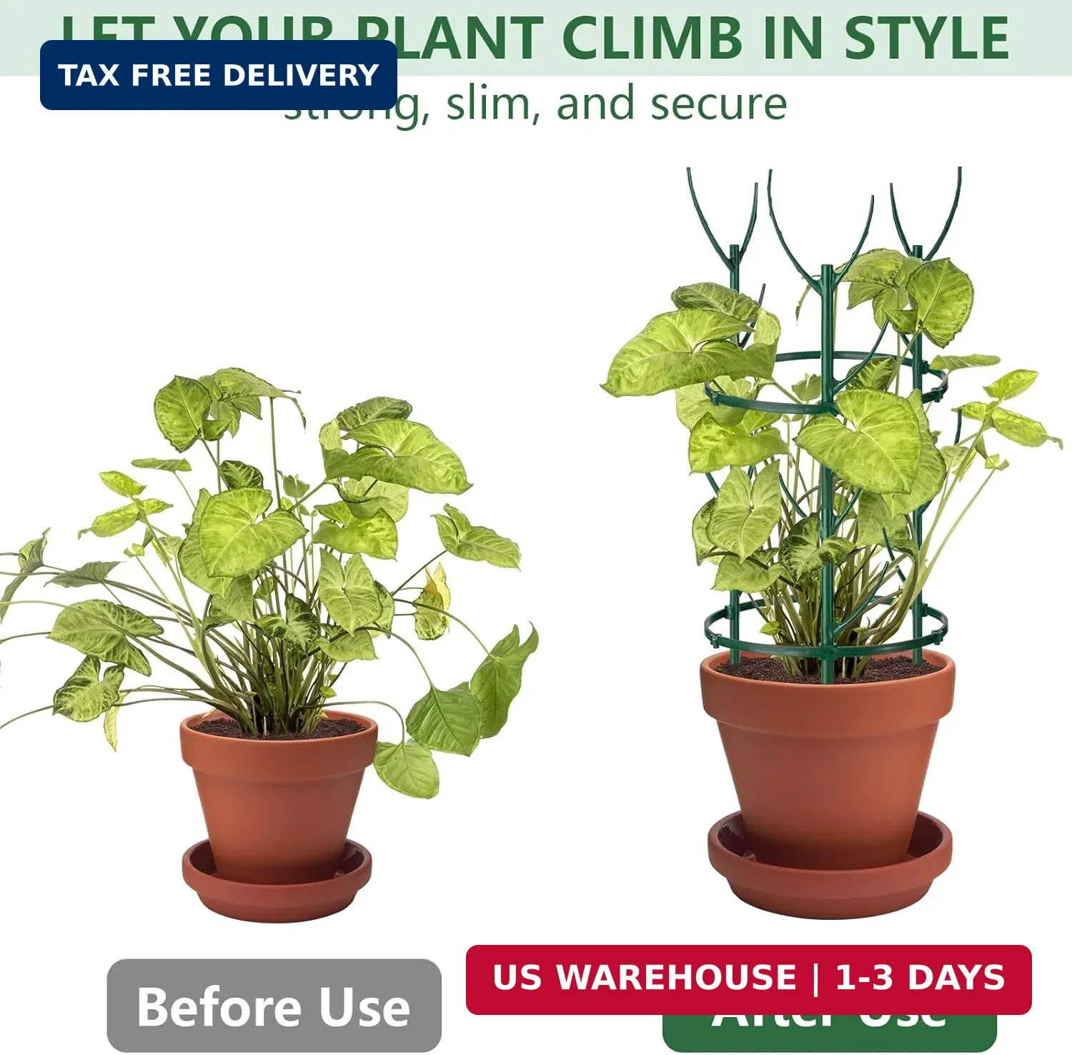 12 Pack Plant Support Stake Half Round Plant Support for Indoor Plants, Stackabl
