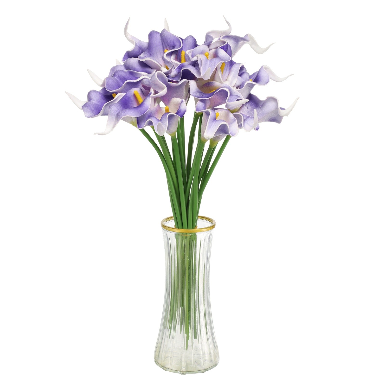 20pcs Artificial Calla Lily Fake Silk Flowers for Home Decor, White Purple