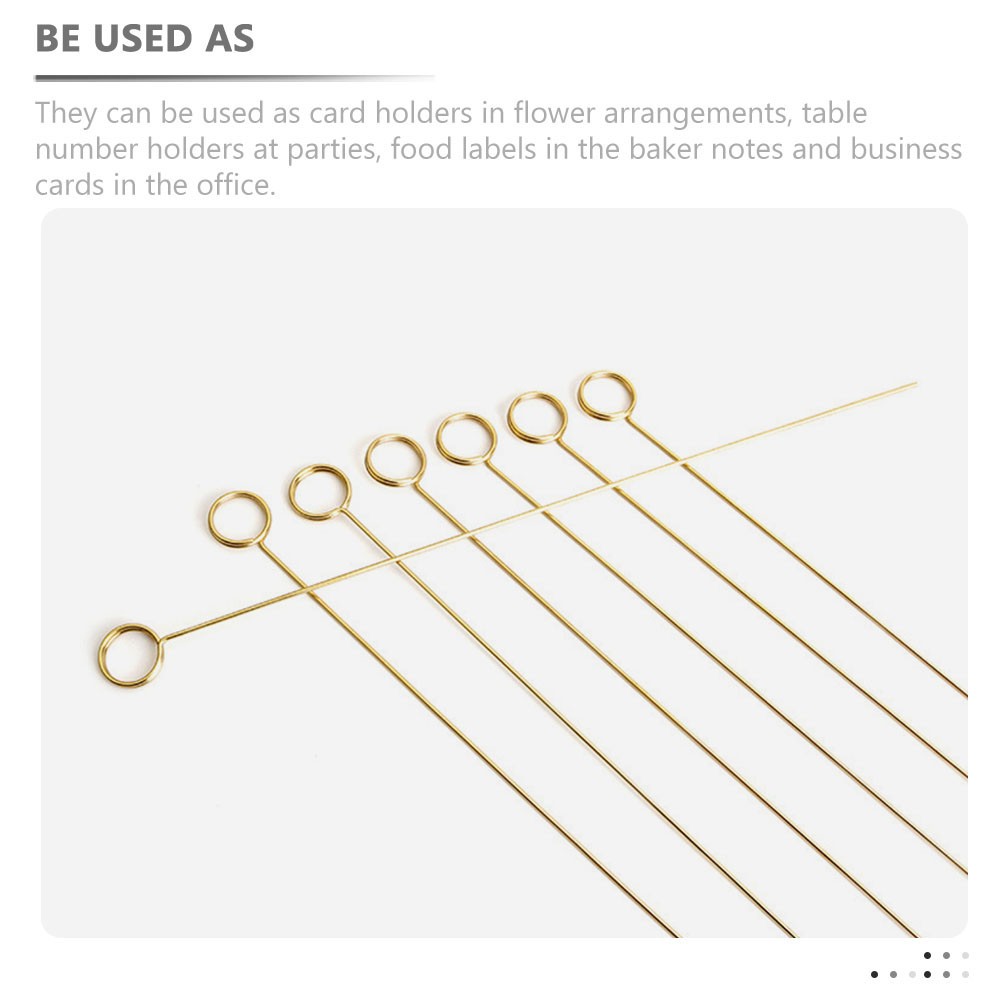 10Pcs Golden Metal Floral Picks Reusable Bouquet Card Holders for Parties