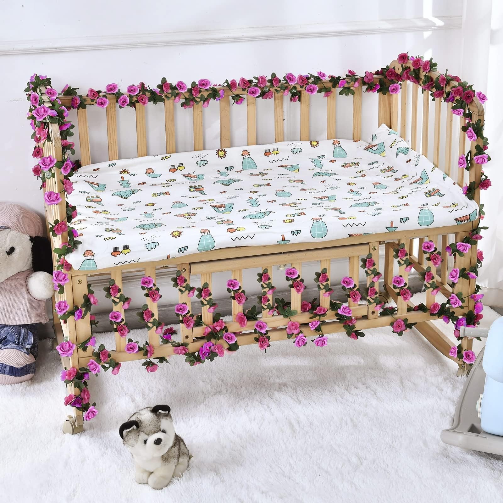 Flower Garland Rose Vines, 2 Strands 16.5Ft Flowers Vines for Bedroom, Rose F…