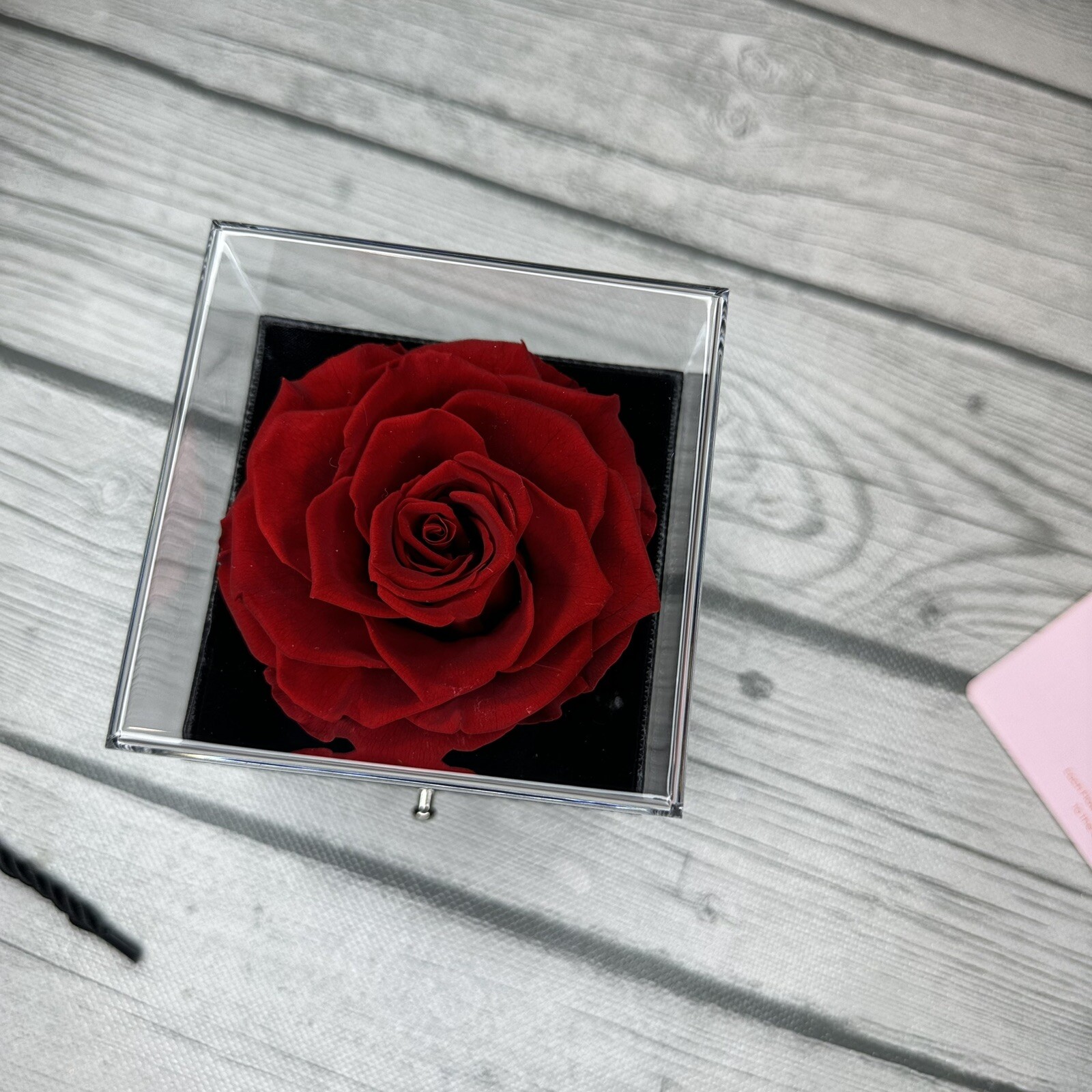 REAL Preserved Eternity Forever Rose Luxury Box Holiday Wedding Gift & Necklace