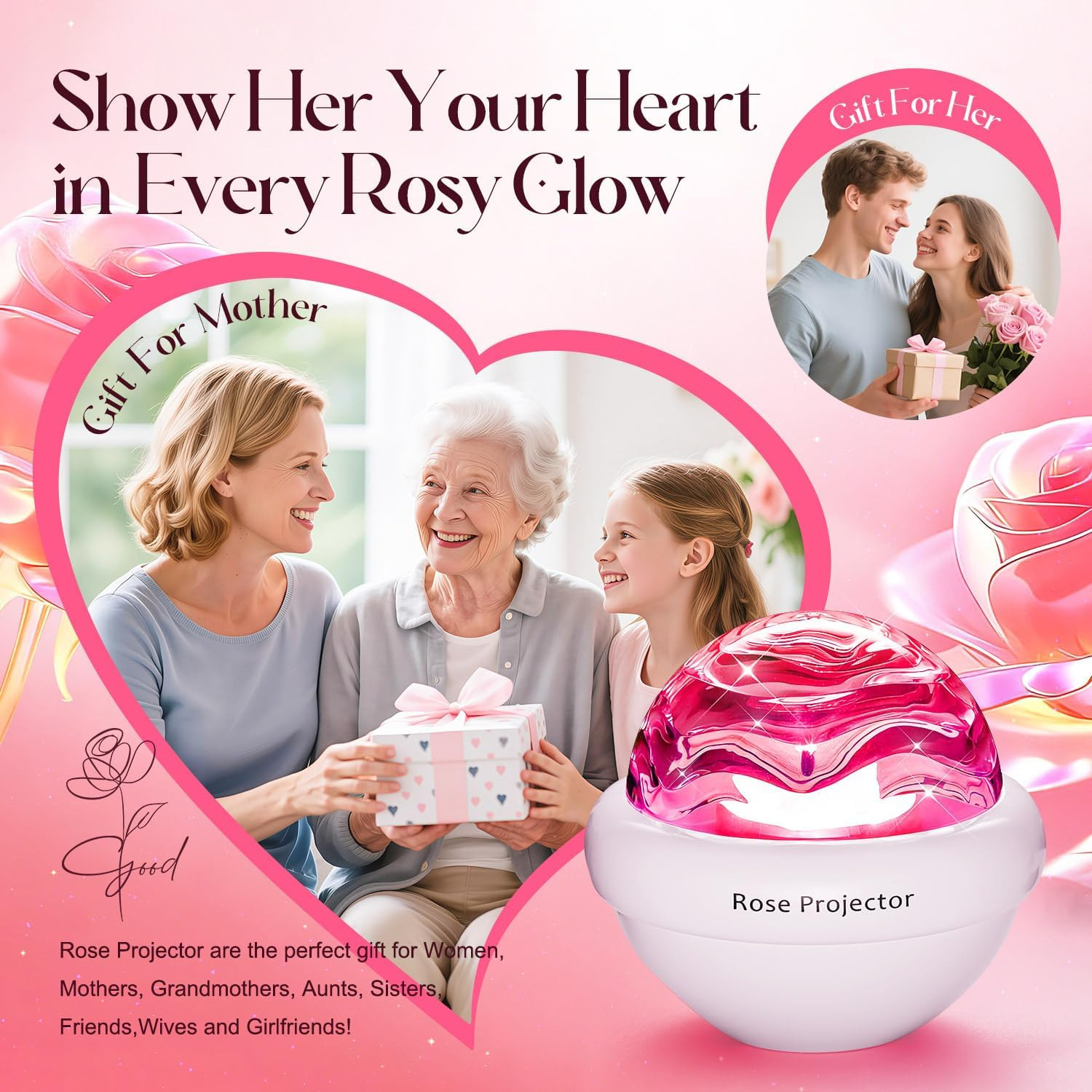 Rose Birthday Gifts for Women Flower Lamp with 11 Mixed+4 Solid Colors, Dimmable