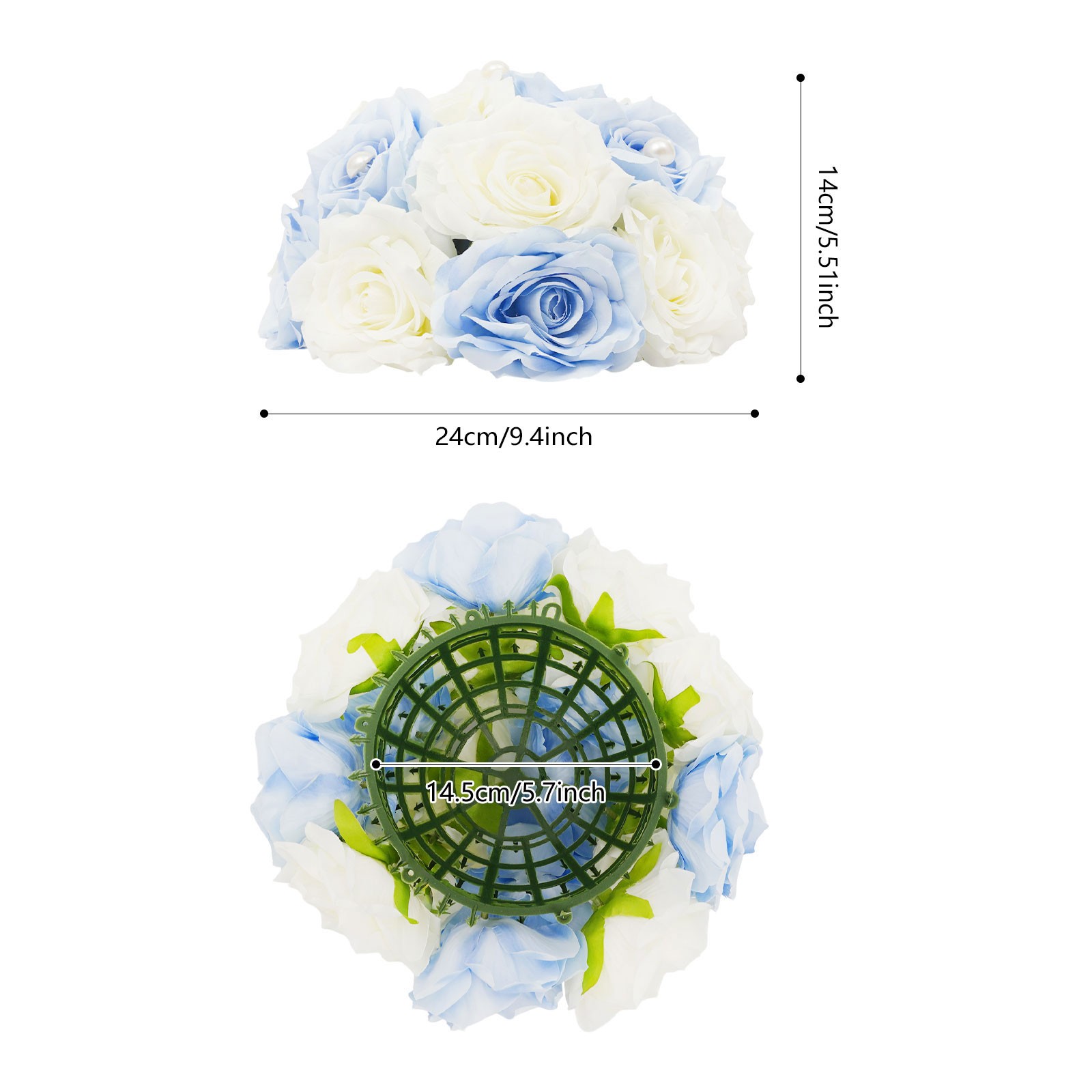 10 Pcs Handmade Bouquet Party Wedding Artificial Flower Balls Deco, White+Blue