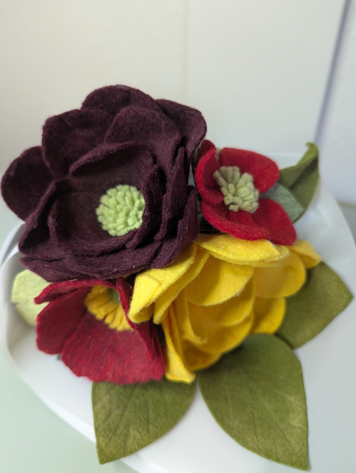 Beautiful Hand Cut Wool Blend Felt Flower Bouquet Gift Wrapped/Great Gift Idea!