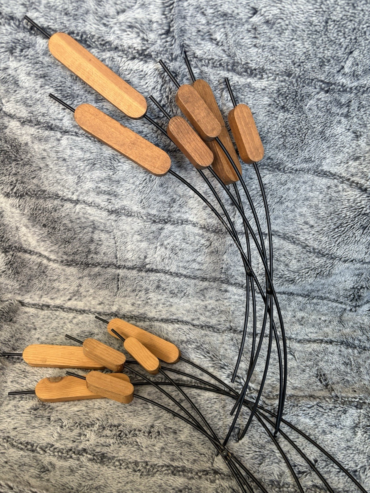Set of 4 vintage metal and wood fake “florals” #B4