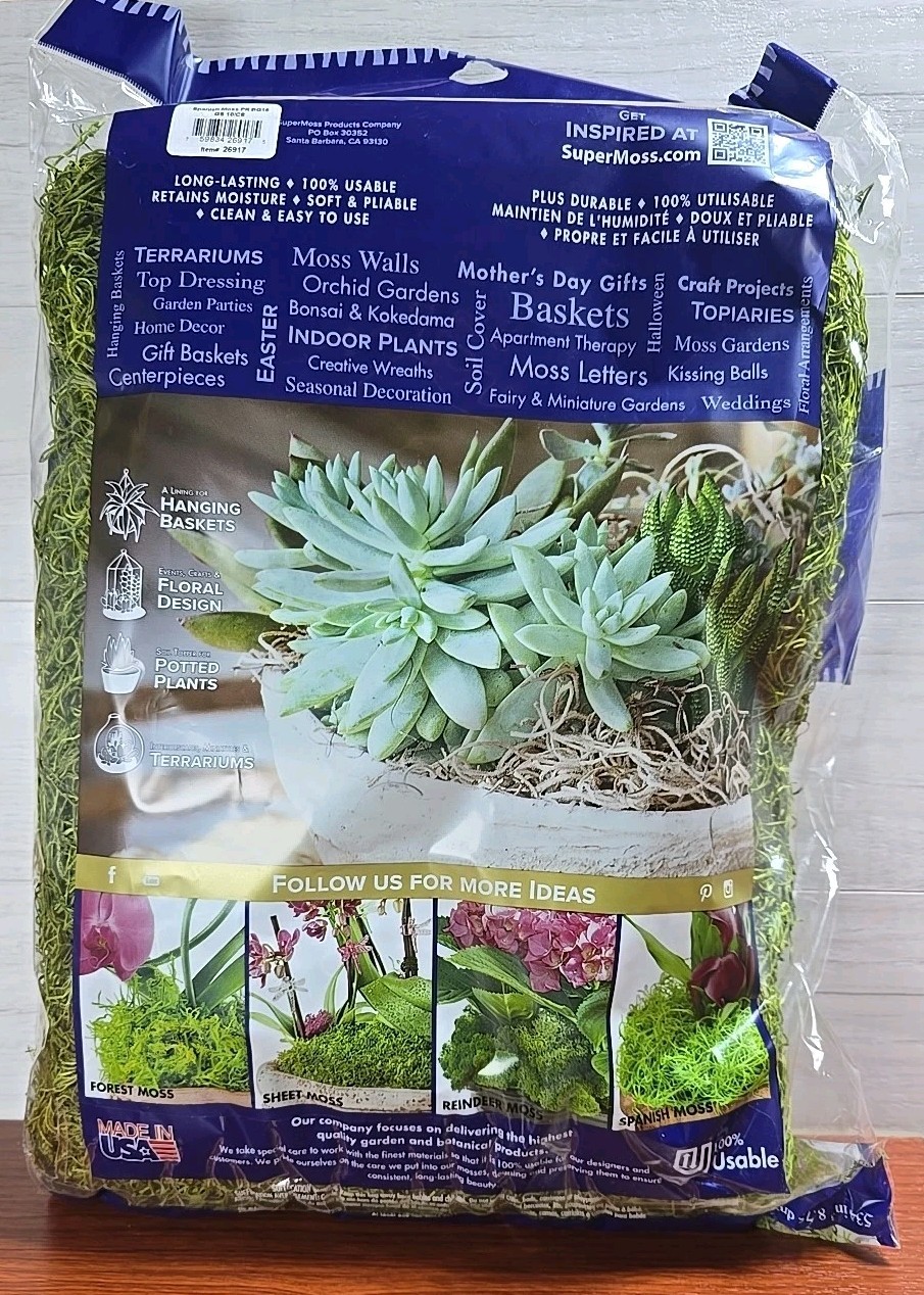 SuperMoss Forest Fresh Decorative Moss for Potted Plants, Natural Green, .534in*